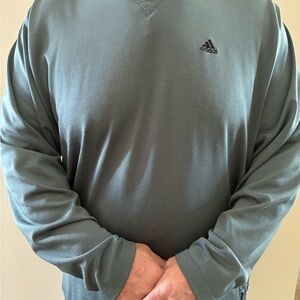 Vintage 90’s Adidas Men's V-Neck Gray LS Shirt